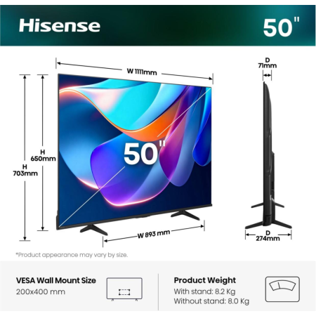 Hisense 50A6S 127 cm (50″) 4K Ultra HD Smart TV Wifi Negro