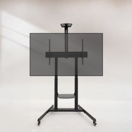 TooQ “AQUILES” Soporte de Suelo con Ruedas con Regulación de Altura para Pantallas 60″-100″, Negro