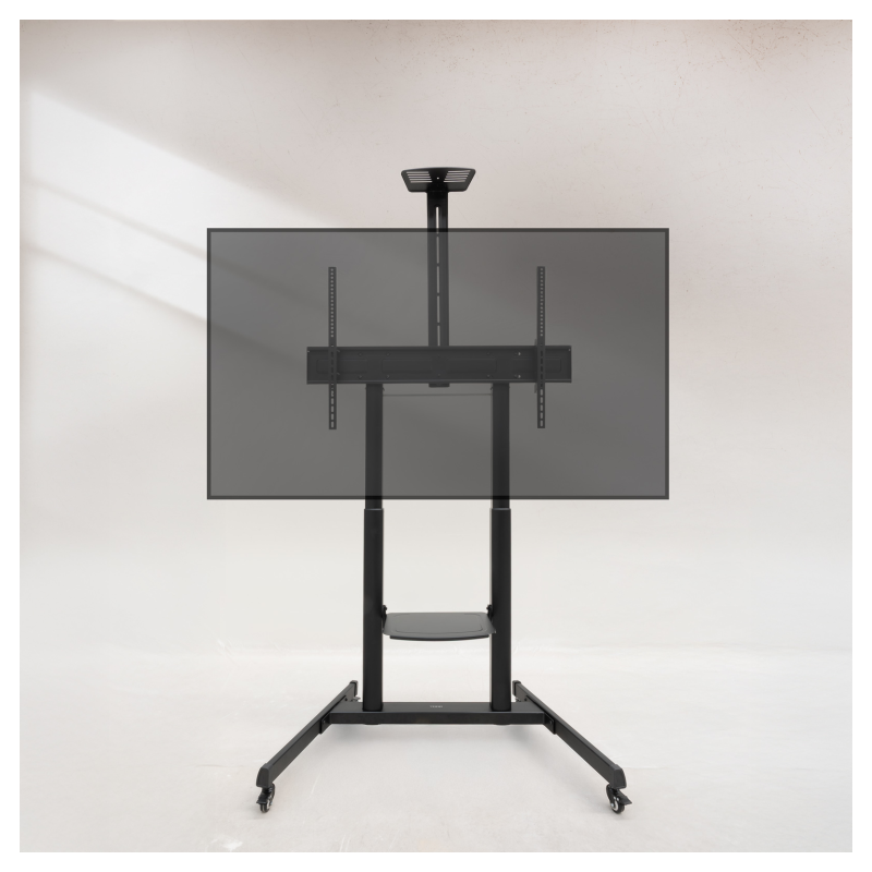 TooQ “AQUILES” Soporte de Suelo con Ruedas con Regulación de Altura para Pantallas 60″-100″, Negro
