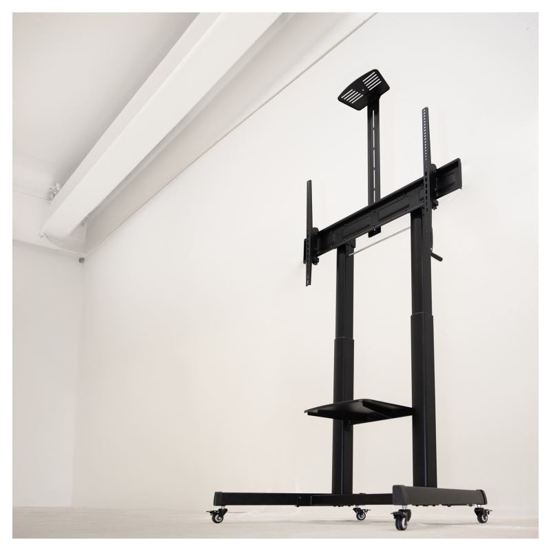 TooQ “AQUILES” Soporte de Suelo con Ruedas con Regulación de Altura para Pantallas 60″-100″, Negro