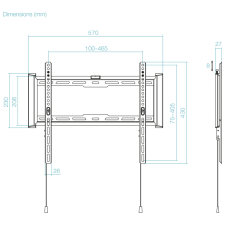 TooQ Soporte Fijo de pared para pantallas 32″- 70″, Negro