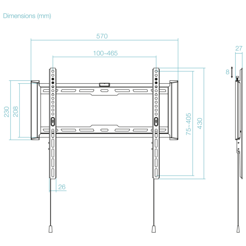 TooQ Soporte Fijo de pared para pantallas 32″- 70″, Negro