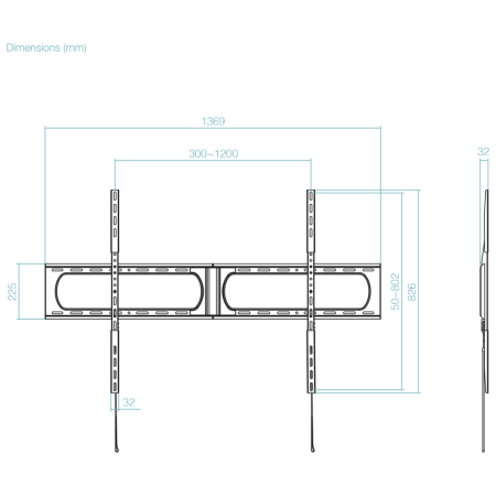 TooQ Soporte Fijo de Pared para Pantallas 37”-140”, Negro
