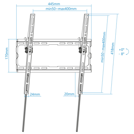 TooQ LP1071T-B soporte para TV 177,8 cm (70″) Negro