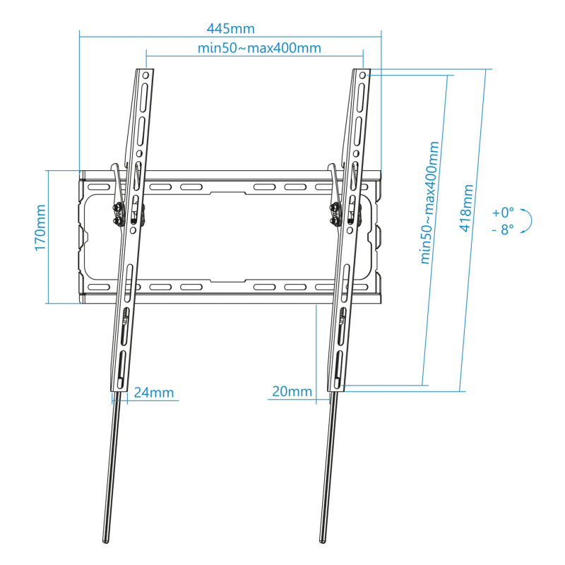 TooQ LP1071T-B soporte para TV 177,8 cm (70″) Negro