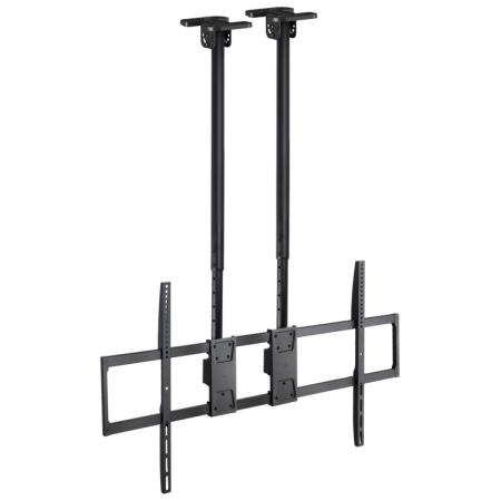 TooQ Soporte de Techo Extensible con doble mástil para Pantallas 60”-120″, Negro