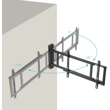 TooQ Soporte de pared Con regulación eléctrica para pantallas de 32” – 75”, Negro