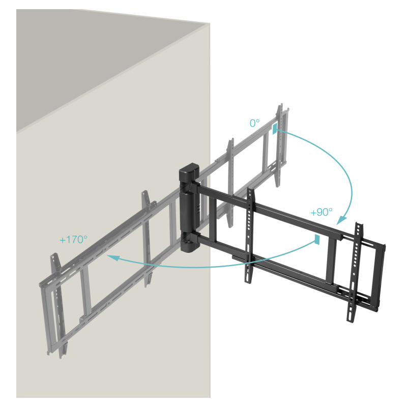 TooQ Soporte de pared Con regulación eléctrica para pantallas de 32” – 75”, Negro