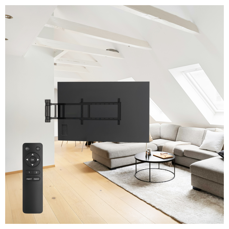 TooQ Soporte de pared Con regulación eléctrica para pantallas de 32” – 75”, Negro