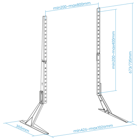 TooQ Soporte de mesa para pantallas 23”-75”