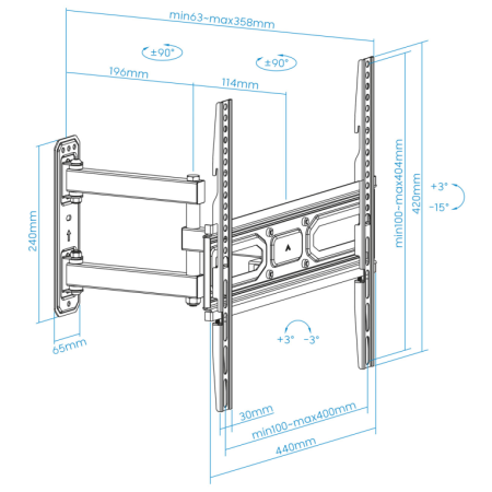 TooQ Soporte de pared para pantallas 32”- 55”