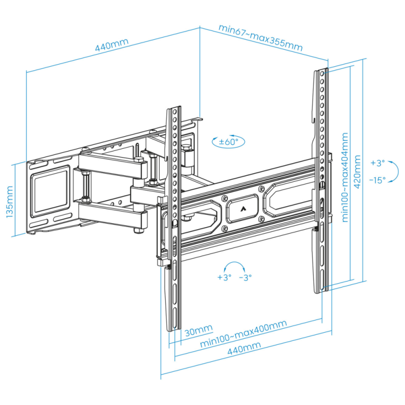 TooQ Soporte de pared para pantallas 32”- 70”