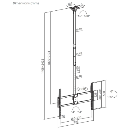 AISENS CT100TSLE-393 soporte para TV 2,54 m (100″)