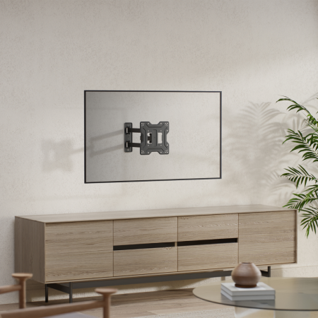 AISENS Soporte Eco Giratorio, Inclinable Para Monitor/TV 30kg (3 Pivotes) De 23″-43″, Negro