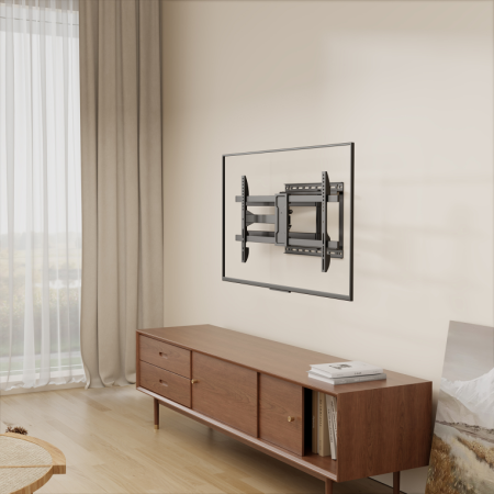 AISENS Soporte Pro Giratorio, Inclinable y Nivelable para Monitor/TV 50kg de 43″-80″, Negro