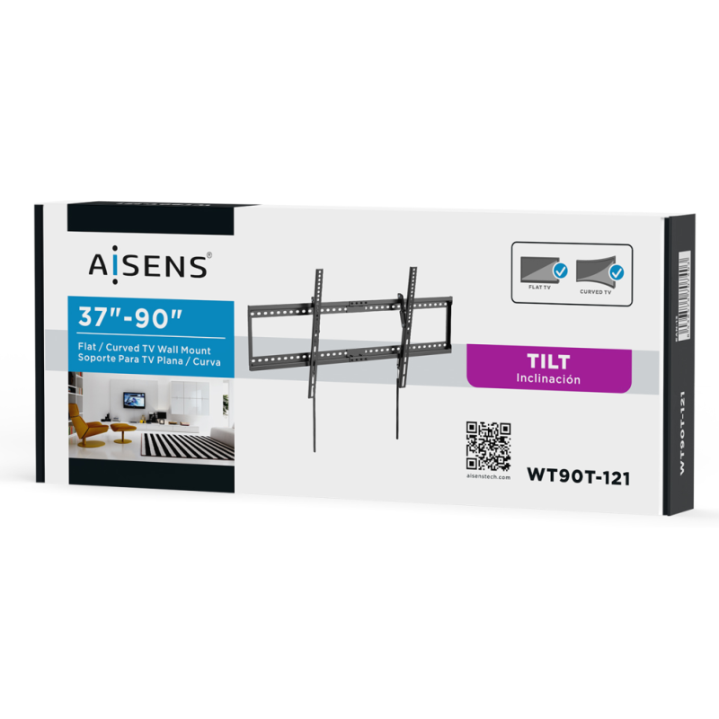 AISENS Soporte ECO Inclinable para Monitor/TV 75Kg de 37-90, Negro