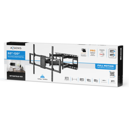 AISENS Soporte Pro Giratorio, Inclinable Y Nivelable Para Monitor/tv 120kg De 60-120, Negro