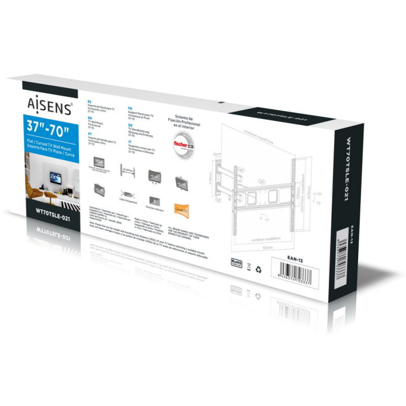 AISENS WT70TSLE-021 soporte para TV 177,8 cm (70″) Negro