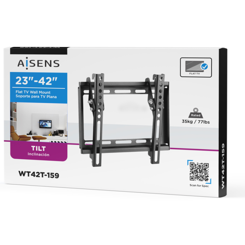AISENS Soporte Eco Inclinable Para Monitor/TV 35kg De 23-42, Negro