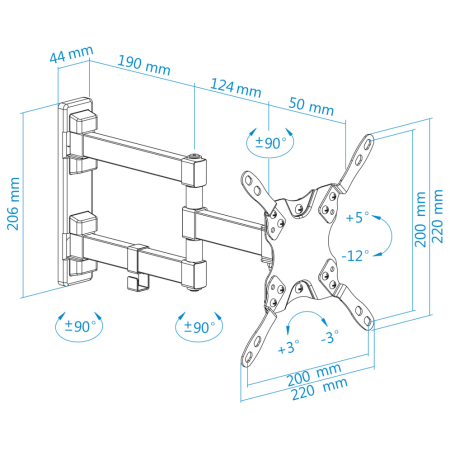TooQ LP2142TNL-B soporte para TV 106,7 cm (42″) Negro