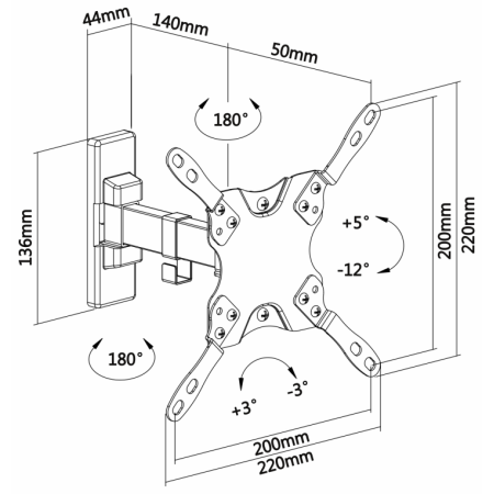 AISENS WT42TSLE-009 soporte para TV 106,7 cm (42″) Negro
