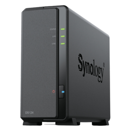 Synology DiskStation DS124 servidor de almacenamiento NAS Escritorio Realtek RTD1619B 1 GB DDR4 0 TB DiskStation Manager Negro