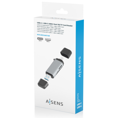 AISENS ASCR-2AC11-GR lector de tarjeta USB 3.2 Gen 1 (3.1 Gen 1) Type-A/Type-C