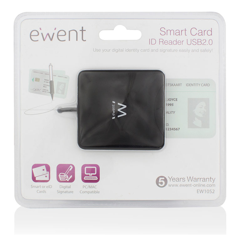 Ewent EW1052 lector de tarjeta inteligente USB USB 2.0 Negro