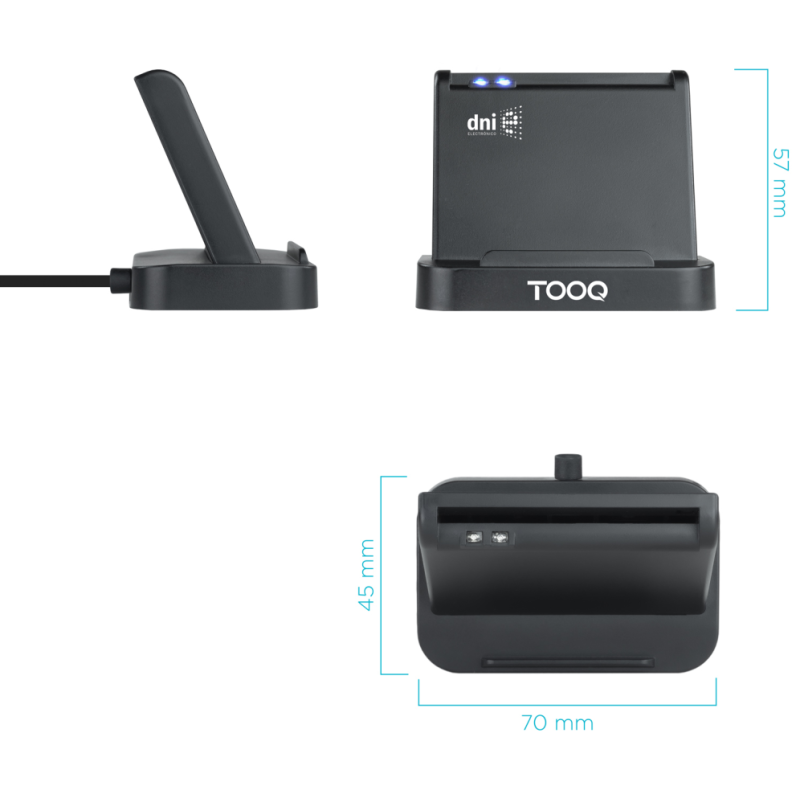 TooQ Lector de Tarjetas Inteligentes DNIe VISION USB 2.0, Negro