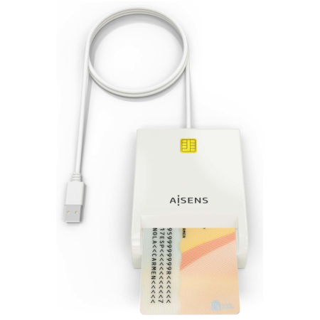AISENS Lector de Tarjeta Inteligente DNI, Blanco
