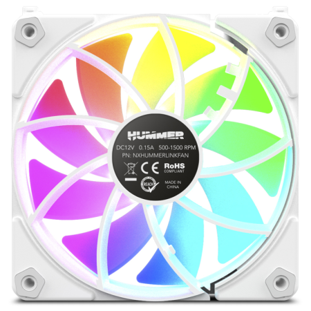 NOX Hummer NXHUMMERELINKWH sistema de refrigeración para ordenador Carcasa del ordenador Ventilador 12 cm Blanco 1 pieza(s)