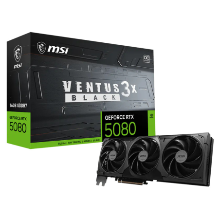 MSI VENTUS GEFORCE RTX 5080 16G 3X OC BLACK tarjeta gráfica NVIDIA 16 GB GDDR7