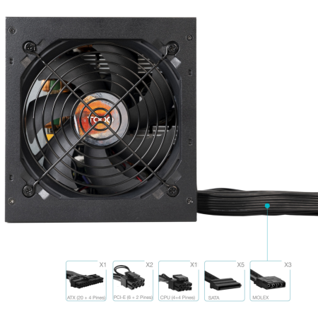 TooQ Fuente de Alimentación ATX 650W APFC 80Plus Bronze