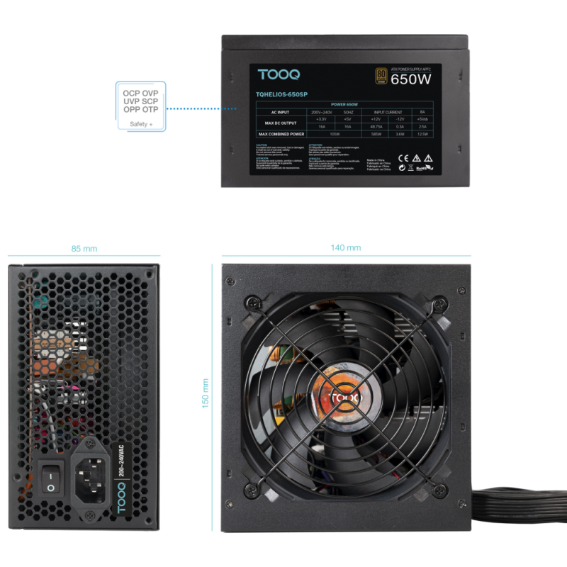 TooQ Fuente de Alimentación ATX 650W APFC 80Plus Bronze