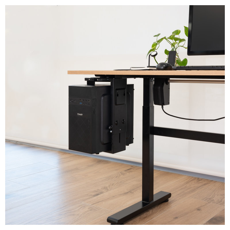TooQ Soporte Metálico para CPU para Escritorio/Pared, Negro