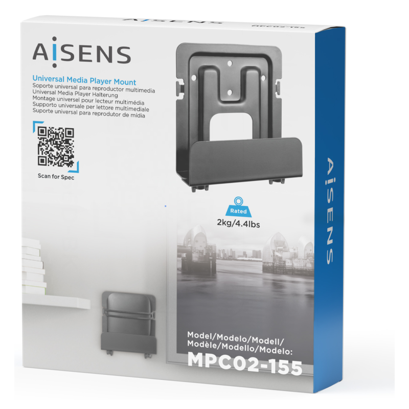 AISENS Soporte Universal De Pared Para Mini Pc, Router, Negro