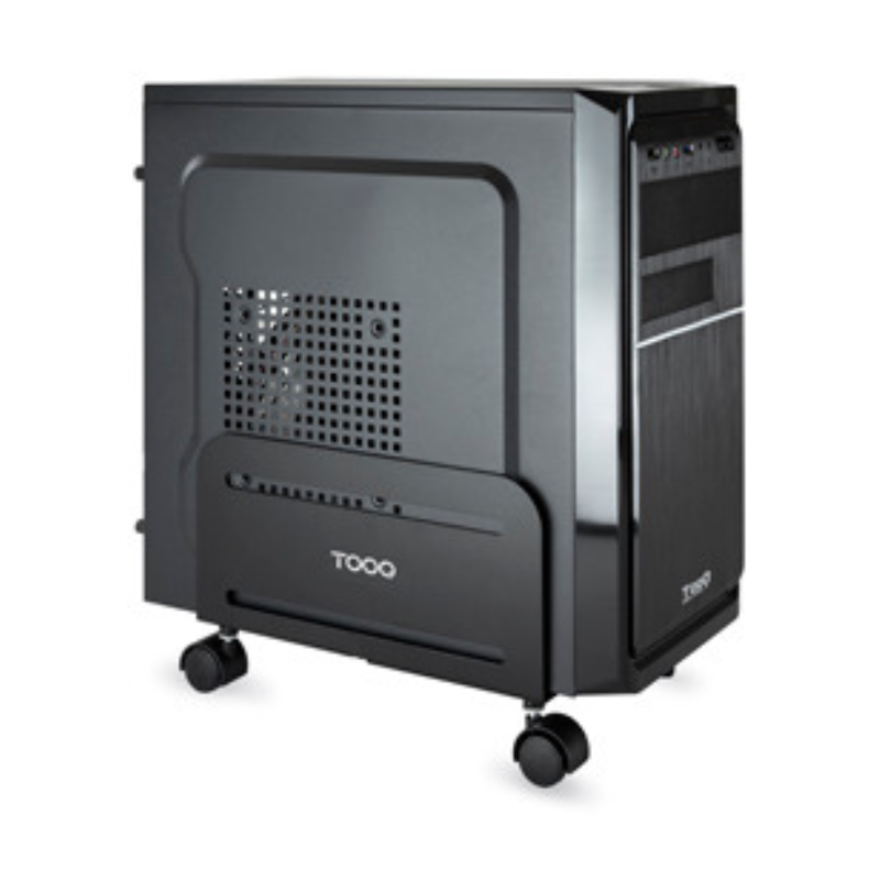 TooQ Soporte metálico para CPU de suelo con ruedas