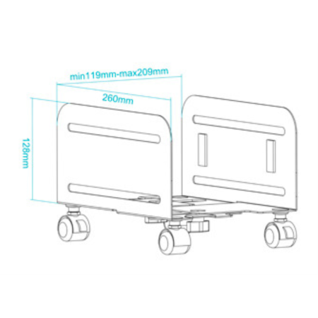 TooQ Soporte metálico para CPU de suelo con ruedas