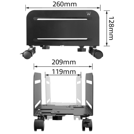 Ewent EW1291 soporte de CPU Carro para equipo informático Negro