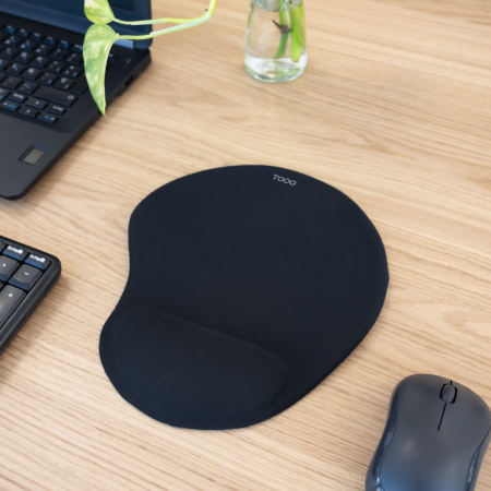 TooQ Alfombrilla para ratón ergonómica con reposamuñecas de gel, Negro