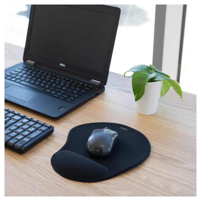 TooQ Alfombrilla para ratón ergonómica con reposamuñecas de gel, Negro