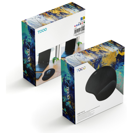 TooQ Alfombrilla para ratón ergonómica con reposamuñecas de gel, Negro