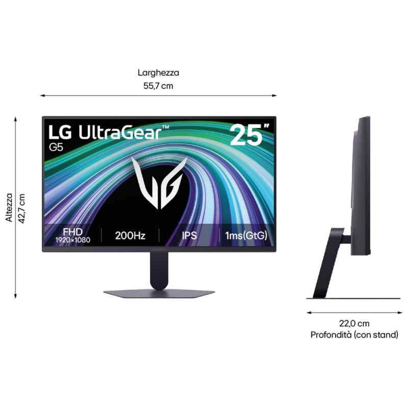 LG 25G523B-B pantalla para PC 62 cm (24.4″) 1920 x 1080 Pixeles Full HD LCD Negro
