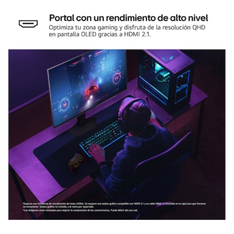 LG 27GX704A-B pantalla para PC 68,6 cm (27″) 2560 x 1440 Pixeles Quad HD OLED Negro