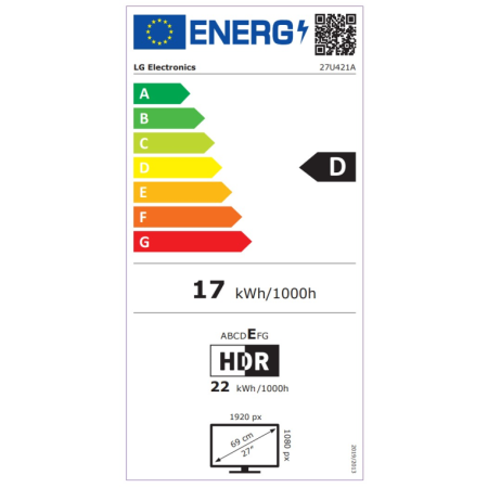 LG 27U421A-B pantalla para PC 68,6 cm (27″) 1920 x 1080 Pixeles Full HD LED Negro