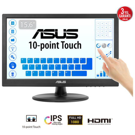 ASUS Touch VT169HE pantalla para PC 39,6 cm (15.6″) 1920 x 1080 Pixeles Full HD LED Pantalla táctil Mesa Negro