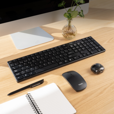 TooQ Teclado + Ratón slim inalámbricos, Negro
