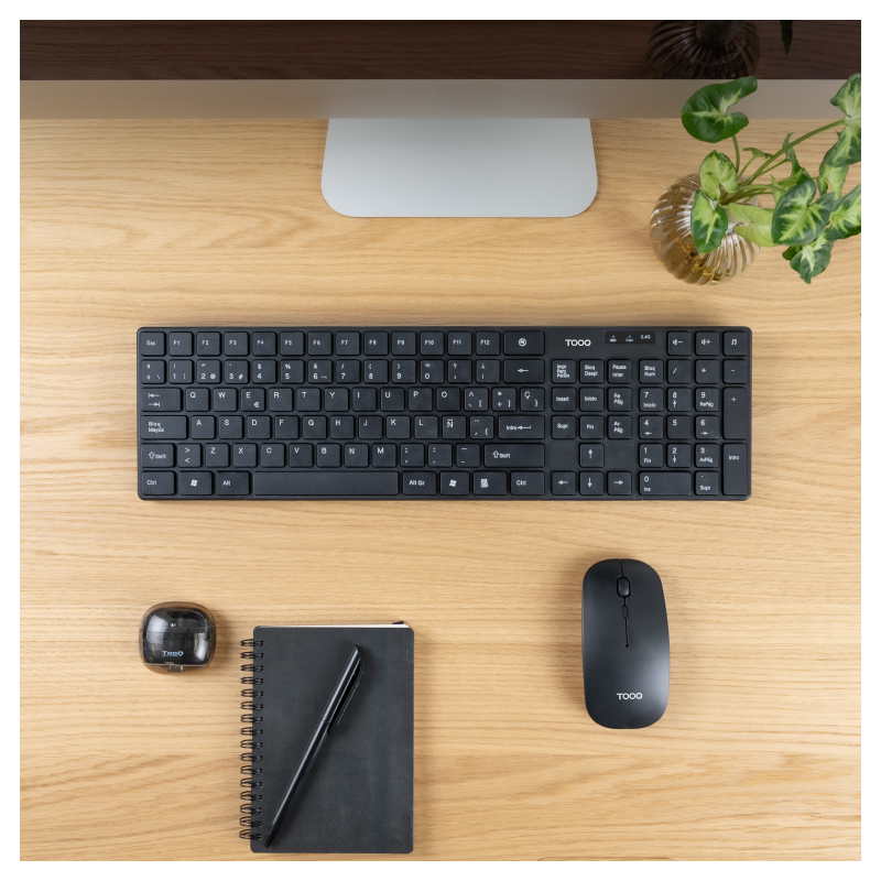 TooQ Teclado + Ratón slim inalámbricos, Negro