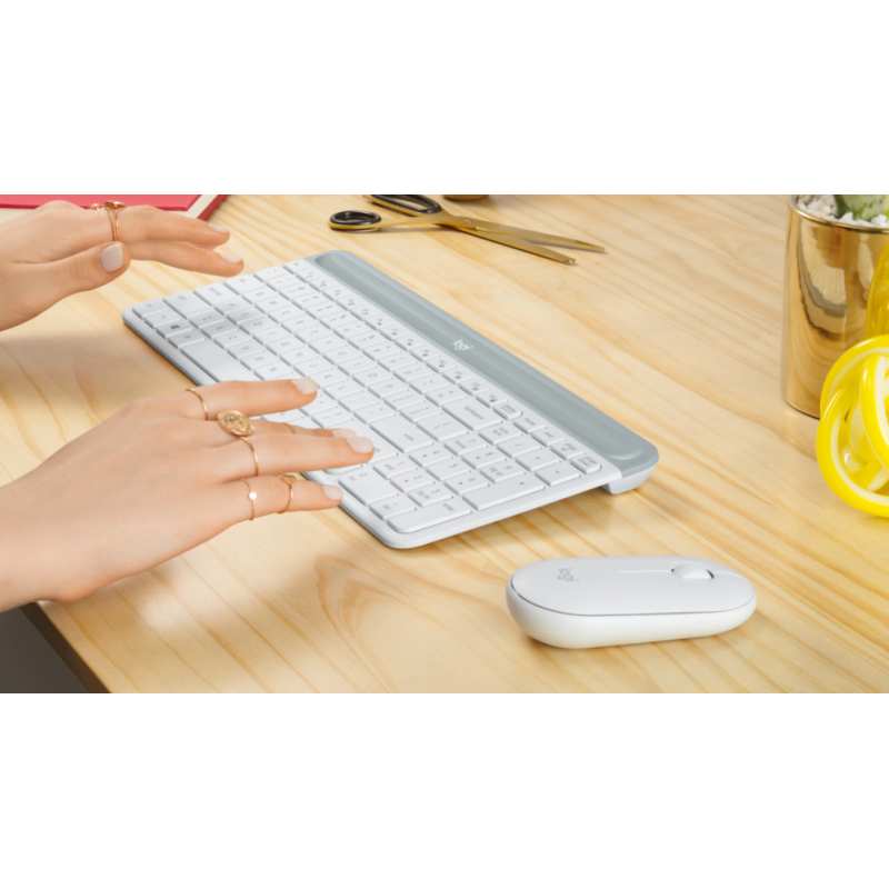 Logitech 920-009199 teclado Ratón incluido Oficina RF inalámbrico Español Blanco