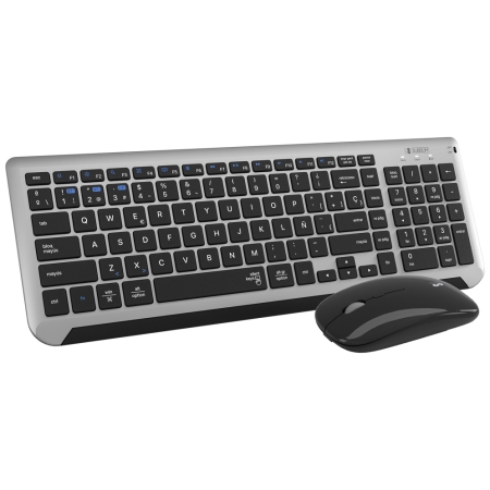 SUBBLIM SUBKBC-DCEP20 teclado Ratón incluido Universal RF Wireless + Bluetooth QWERTY Español Negro, Gris